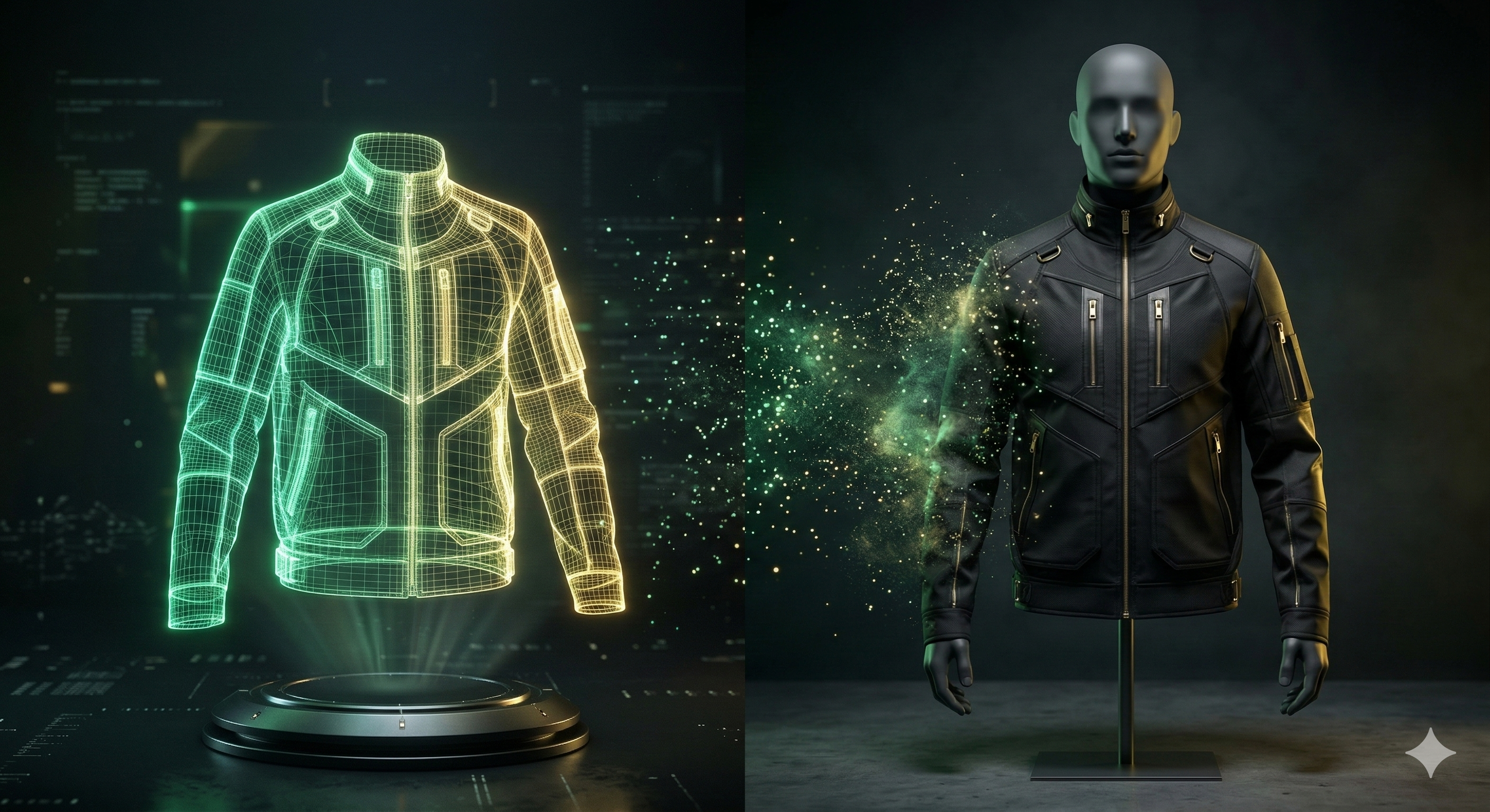 AI wireframe to garment visualization